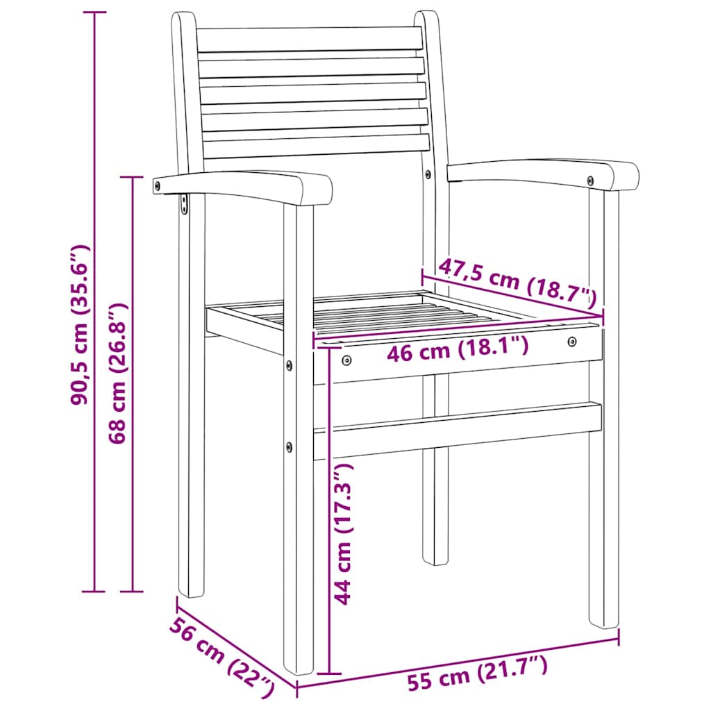 Stoel 4 pcs Bruin 56 x 55 x 90.5 cm Massief Teakhout is nu te koop bij PeponiXL, paradijselijk wonen!