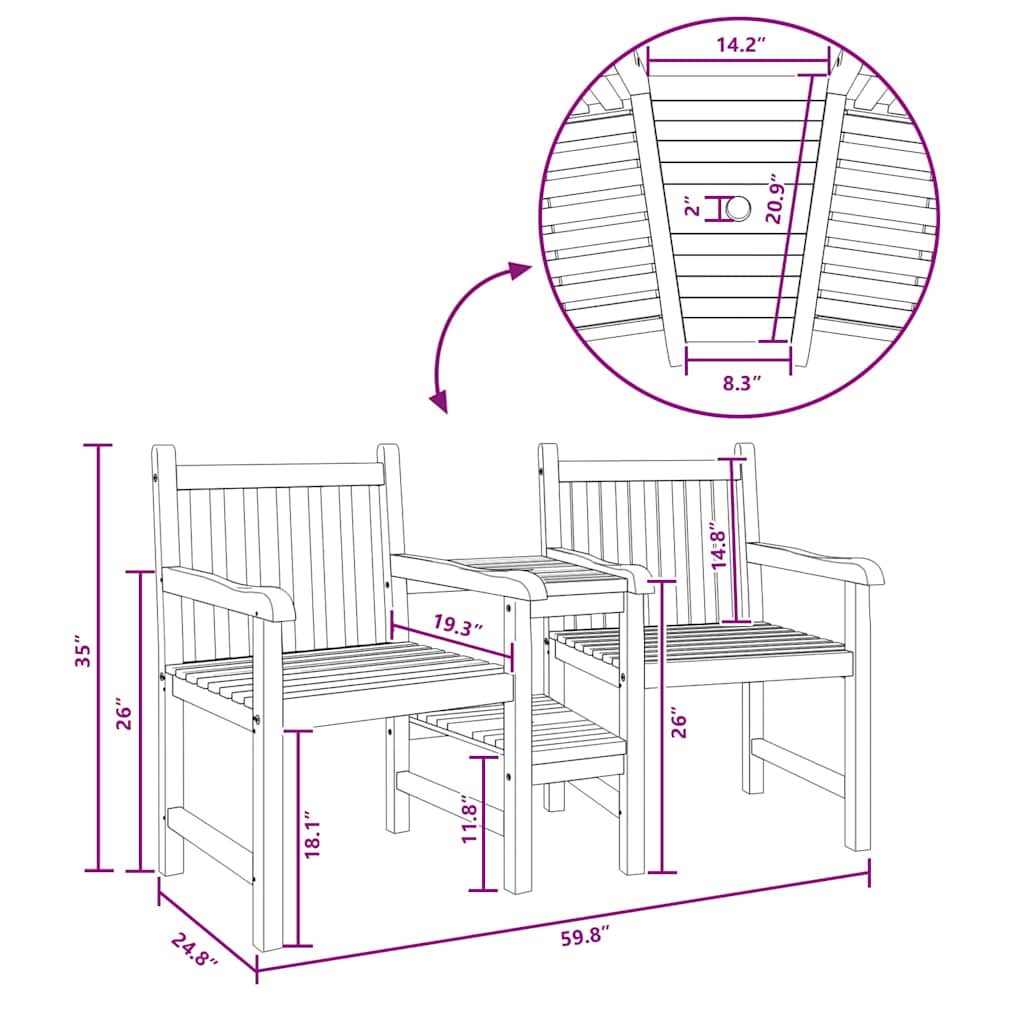 Tuinstoelen Bruin 152 x 63 x 89 cm Massief teakhout is nu te koop bij PeponiXL, paradijselijk wonen!
