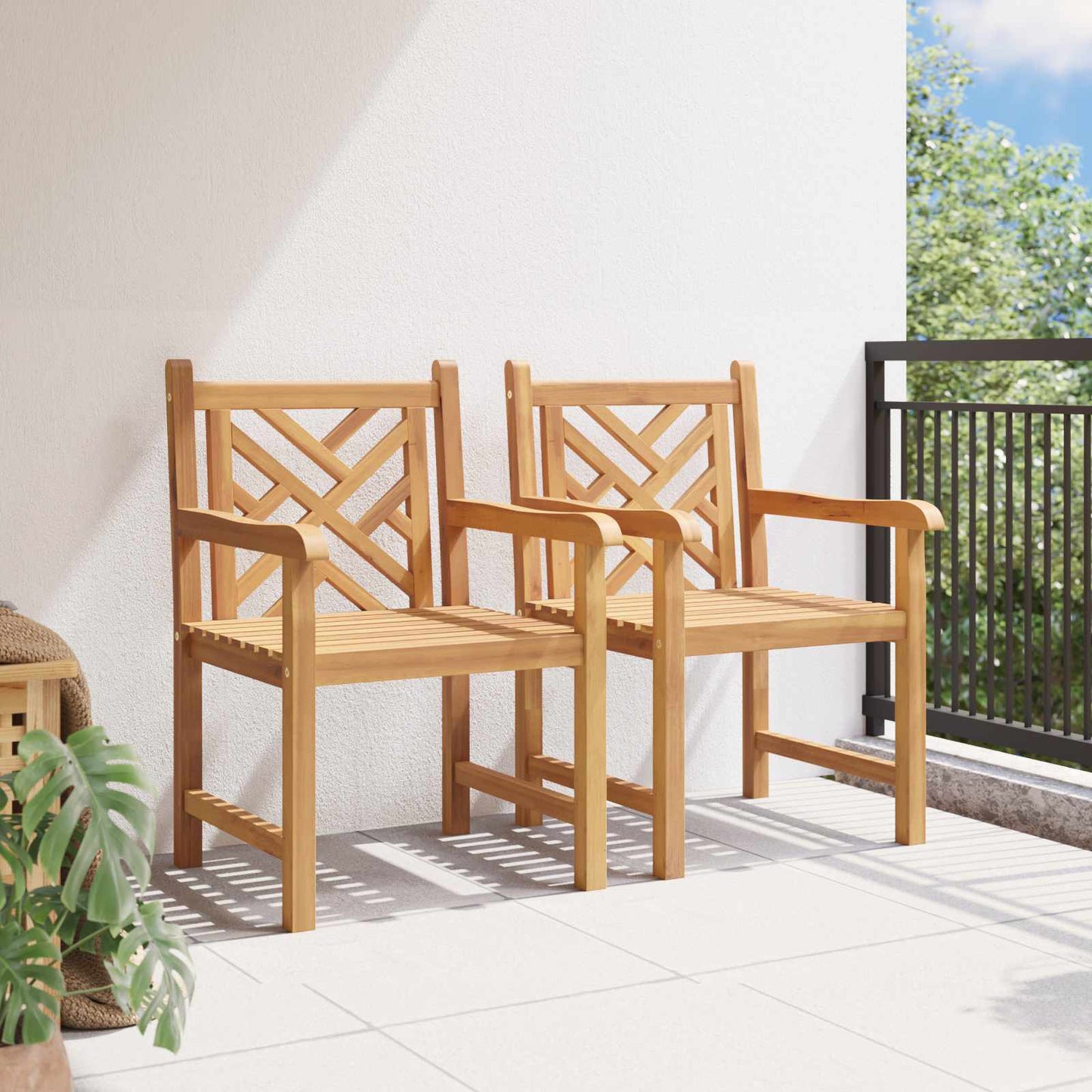 Tuinstoel 2 pcs 60 x 58 x 90 cm Massief Teakhout is nu te koop bij PeponiXL, paradijselijk wonen!