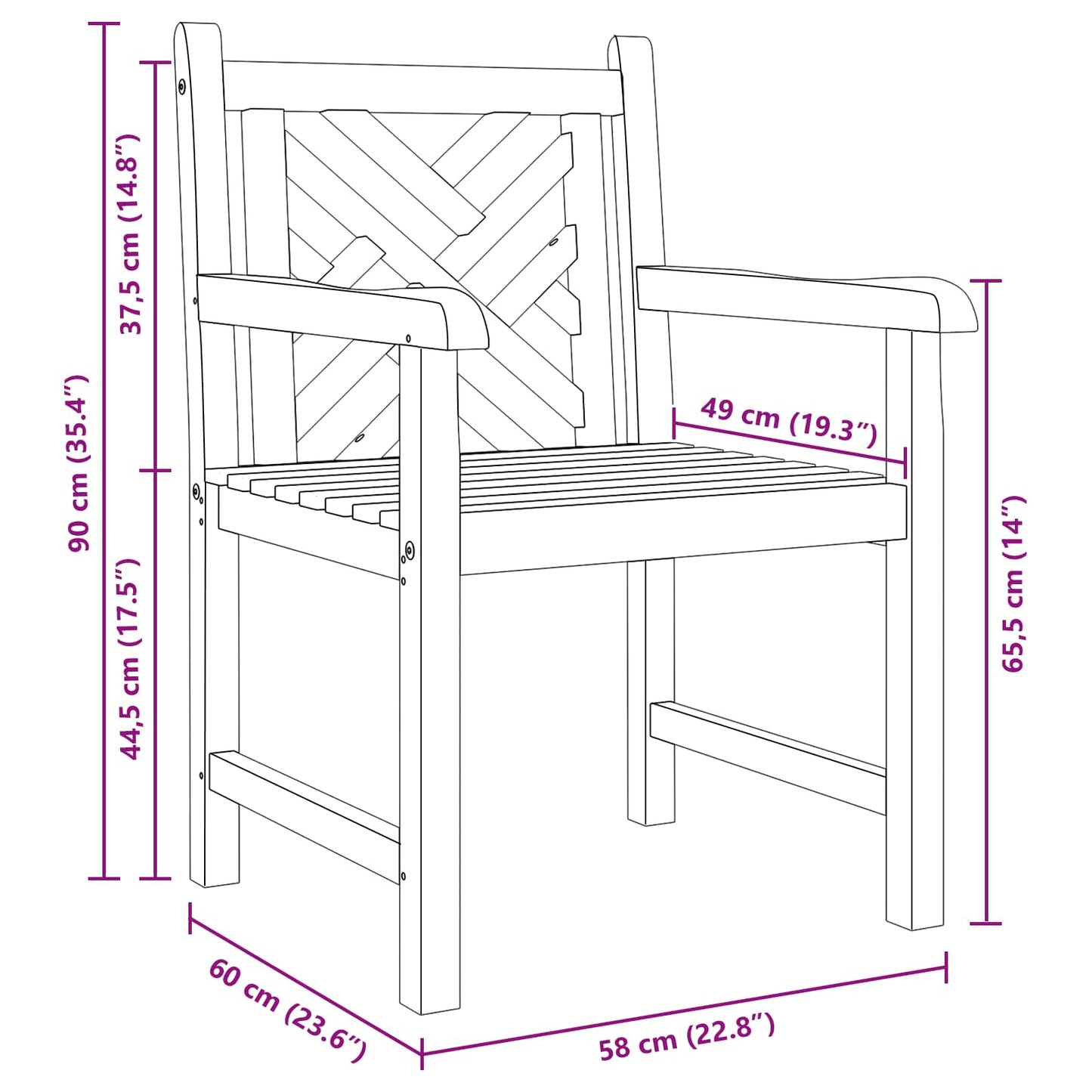Tuinstoel 2 pcs 60 x 58 x 90 cm Massief Teakhout is nu te koop bij PeponiXL, paradijselijk wonen!
