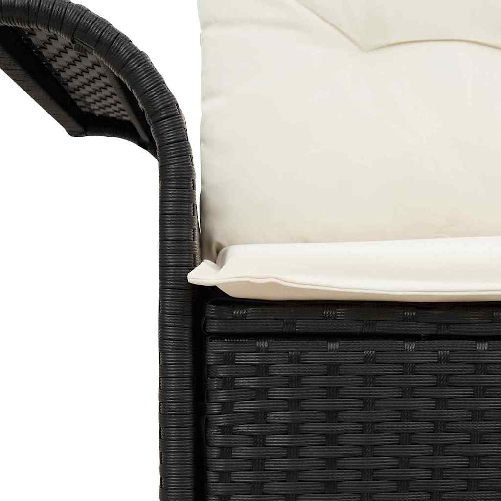 Tuinbank met kussen Zwart 141 x 62 x 69cm poly rattan is nu te koop bij PeponiXL, paradijselijk wonen!