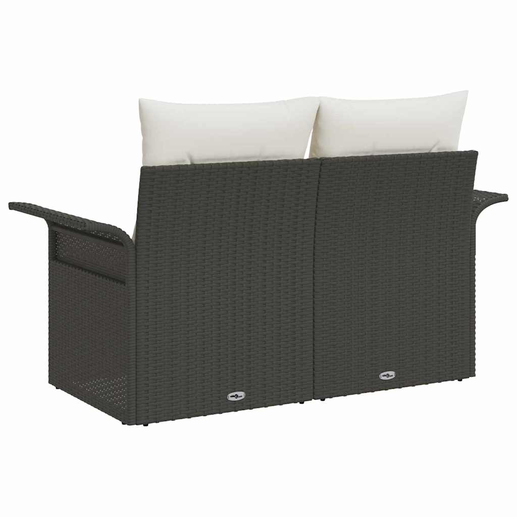 Tuinbank met kussen Zwart 141 x 62 x 69cm poly rattan is nu te koop bij PeponiXL, paradijselijk wonen!