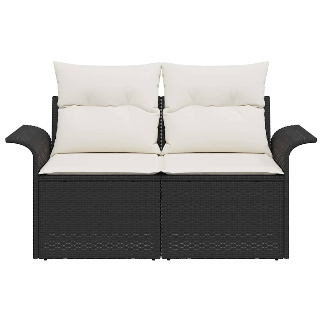 Tuinbank met kussen Zwart 141 x 62 x 69cm poly rattan is nu te koop bij PeponiXL, paradijselijk wonen!