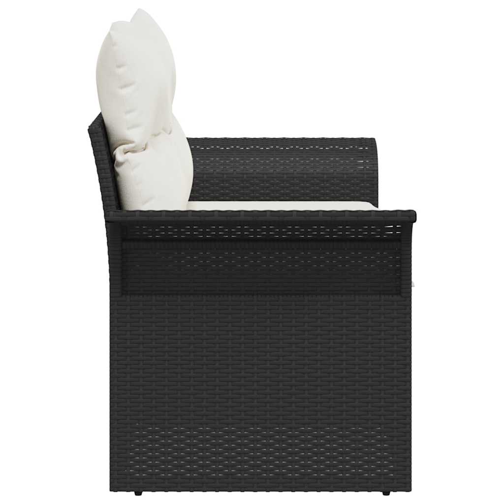 Tuinbank met kussen Zwart 141 x 62 x 69cm poly rattan is nu te koop bij PeponiXL, paradijselijk wonen!