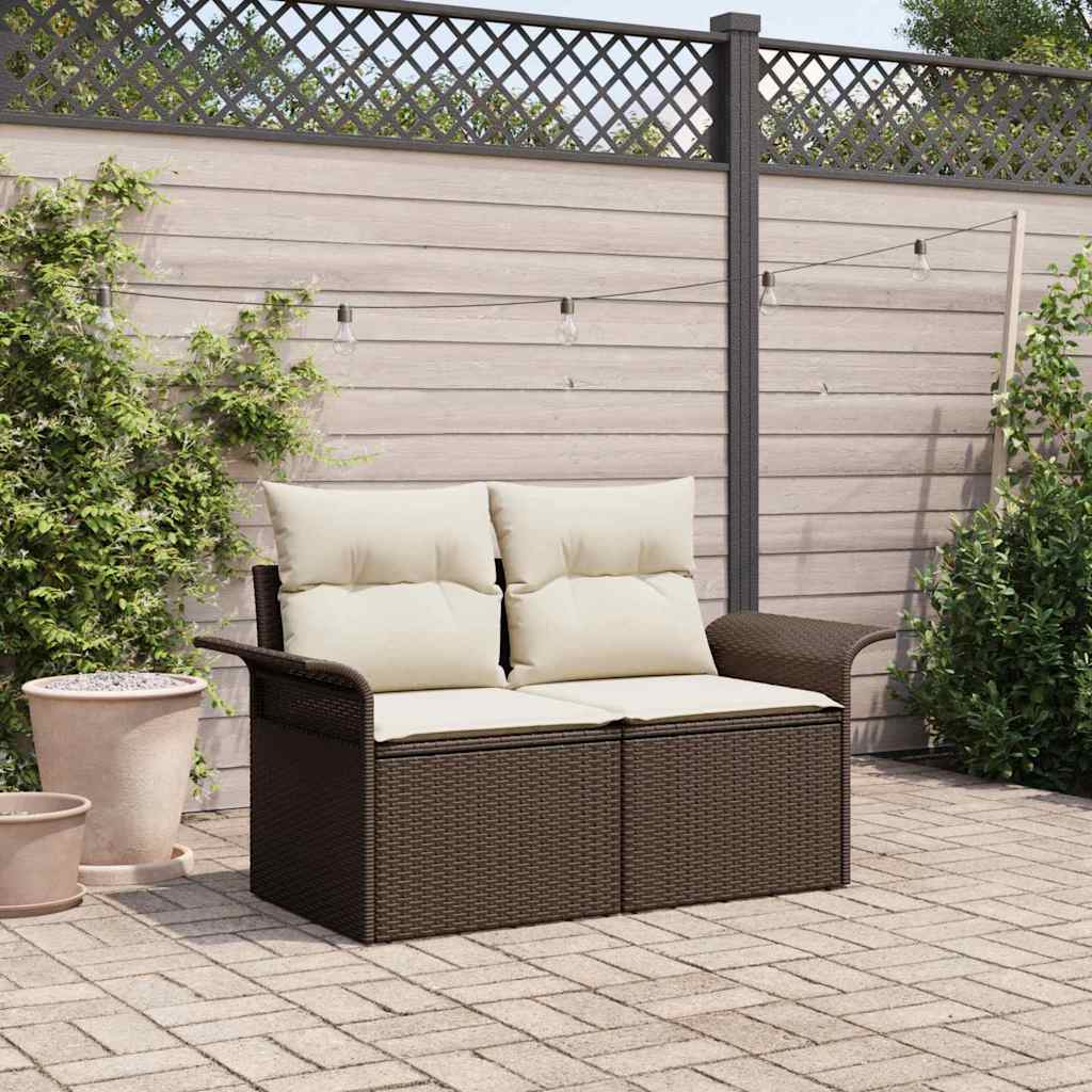 Tuinbank met kussen Bruin 141 x 62 x 69cm poly rattan is nu te koop bij PeponiXL, paradijselijk wonen!