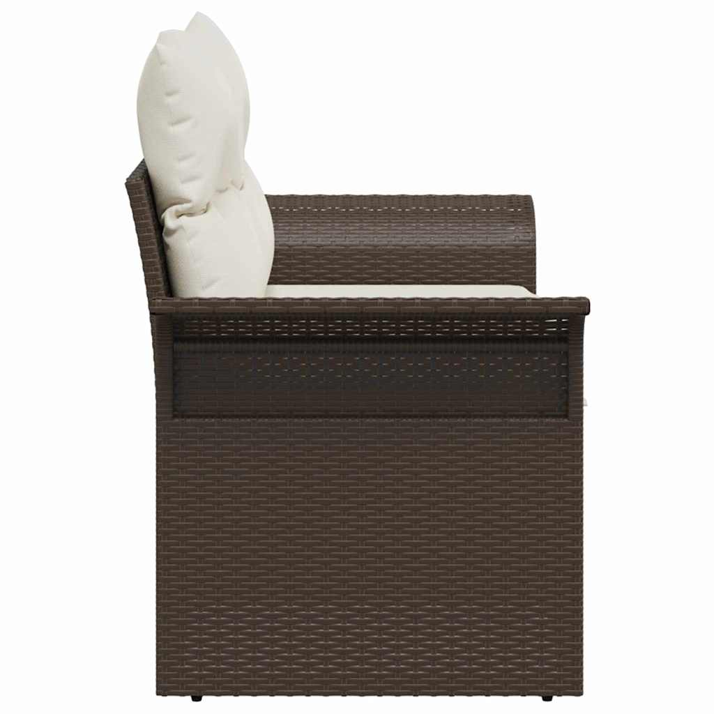 Tuinbank met kussen Bruin 141 x 62 x 69cm poly rattan is nu te koop bij PeponiXL, paradijselijk wonen!