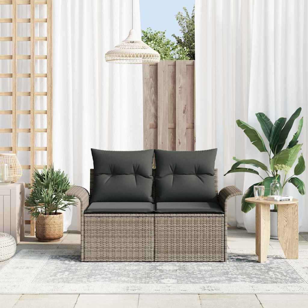 Tuinbank met kussen Grijs 141 x 62 x 69cm poly rattan is nu te koop bij PeponiXL, paradijselijk wonen!
