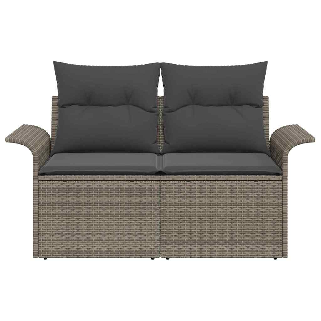 Tuinbank met kussen Grijs 141 x 62 x 69cm poly rattan is nu te koop bij PeponiXL, paradijselijk wonen!