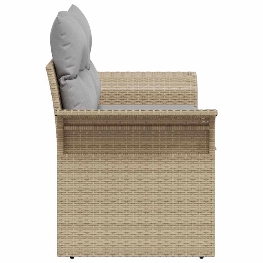 Tuinbank met kussen Beige 141 x 62 x 69cm poly rattan is nu te koop bij PeponiXL, paradijselijk wonen!