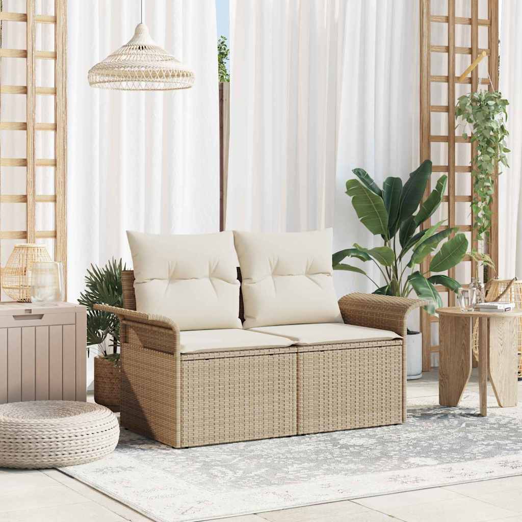 Tuinbank met kussen Beige 141 x 62 x 69cm poly rattan is nu te koop bij PeponiXL, paradijselijk wonen!
