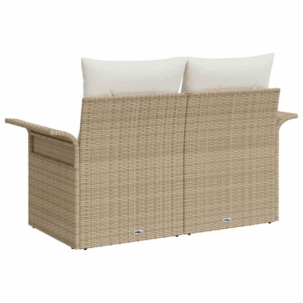 Tuinbank met kussen Beige 141 x 62 x 69cm poly rattan is nu te koop bij PeponiXL, paradijselijk wonen!