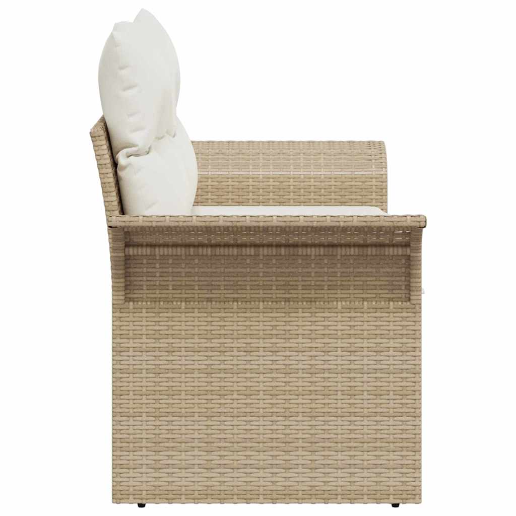 Tuinbank met kussen Beige 141 x 62 x 69cm poly rattan is nu te koop bij PeponiXL, paradijselijk wonen!
