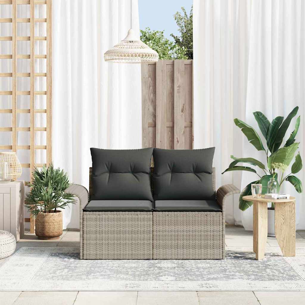 Tuinbank met kussen Lichtgrijs 141 x 62 x 69cm poly rattan is nu te koop bij PeponiXL, paradijselijk wonen!