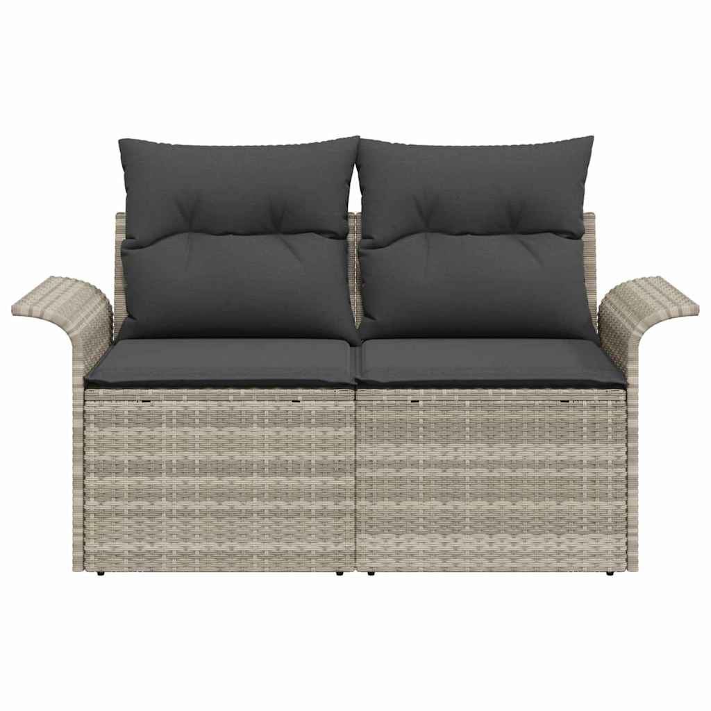 Tuinbank met kussen Lichtgrijs 141 x 62 x 69cm poly rattan is nu te koop bij PeponiXL, paradijselijk wonen!