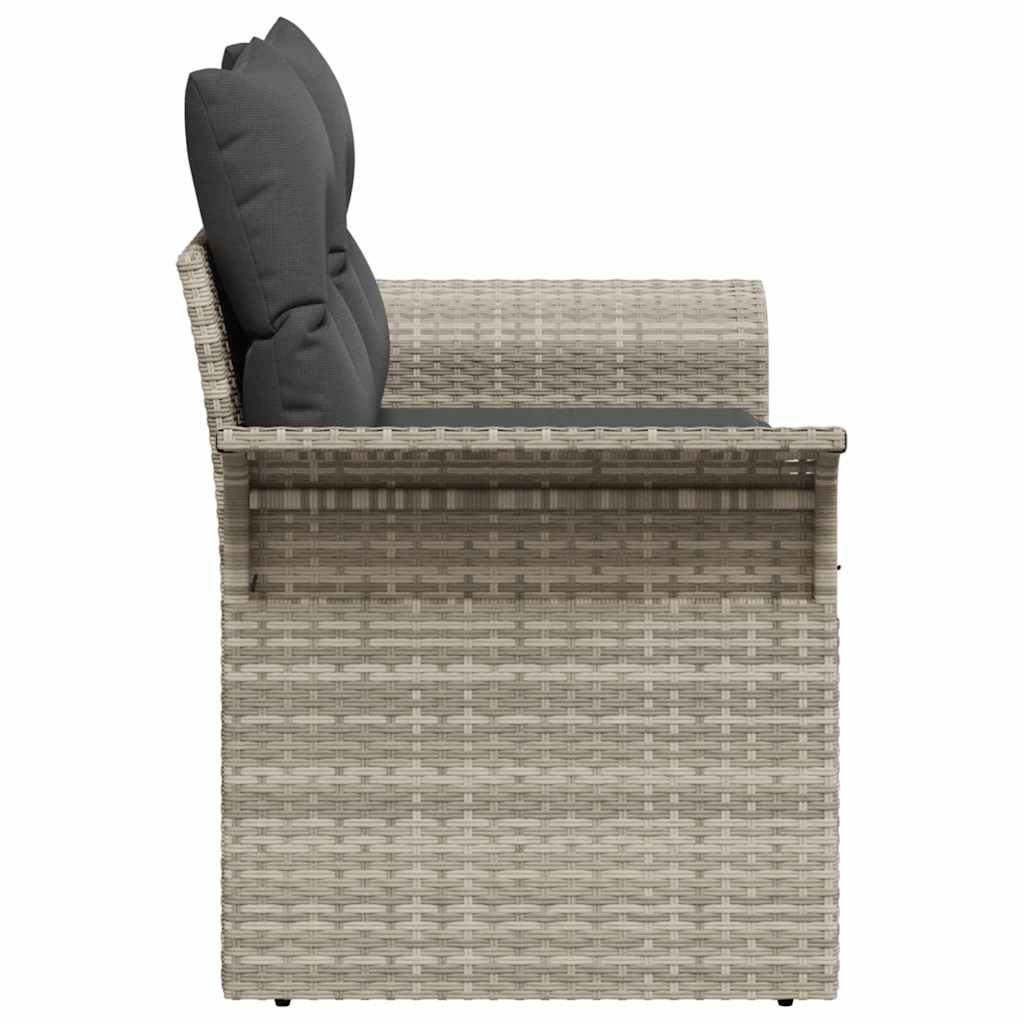 Tuinbank met kussen Lichtgrijs 141 x 62 x 69cm poly rattan is nu te koop bij PeponiXL, paradijselijk wonen!