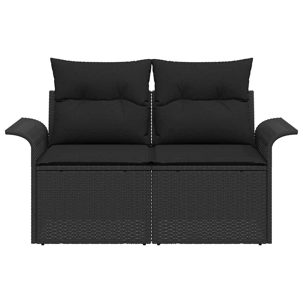 Tuinbank met kussen Zwart 141 x 62 x 69cm poly rattan is nu te koop bij PeponiXL, paradijselijk wonen!
