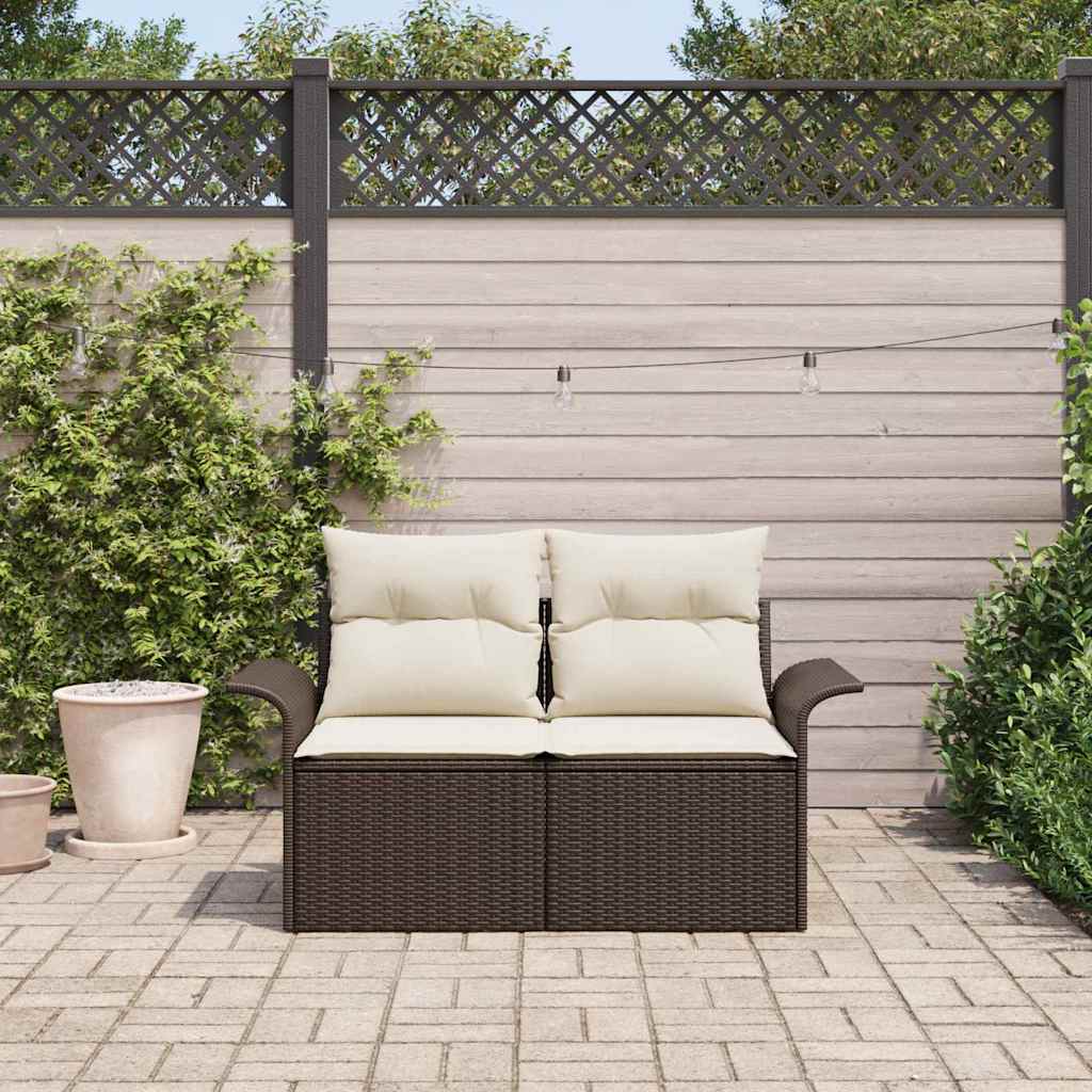 Tuinbank met kussen Bruin 141 x 62 x 69cm poly rattan is nu te koop bij PeponiXL, paradijselijk wonen!