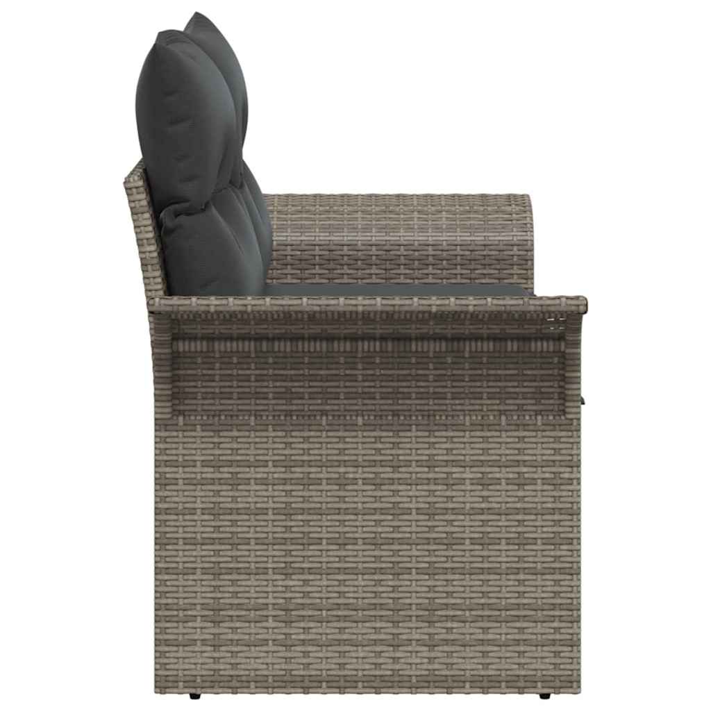 Tuinbank met kussen Grijs 141 x 62 x 69cm poly rattan is nu te koop bij PeponiXL, paradijselijk wonen!