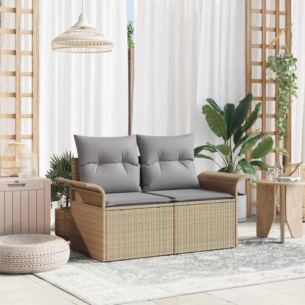 Tuinbank met kussen Beige 141 x 62 x 69cm poly rattan is nu te koop bij PeponiXL, paradijselijk wonen!