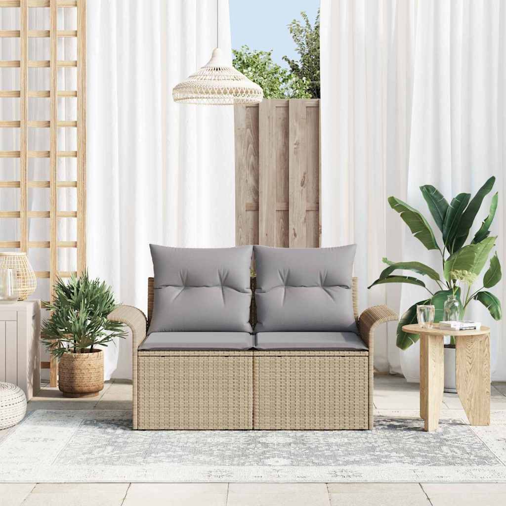 Tuinbank met kussen Beige 141 x 62 x 69cm poly rattan is nu te koop bij PeponiXL, paradijselijk wonen!