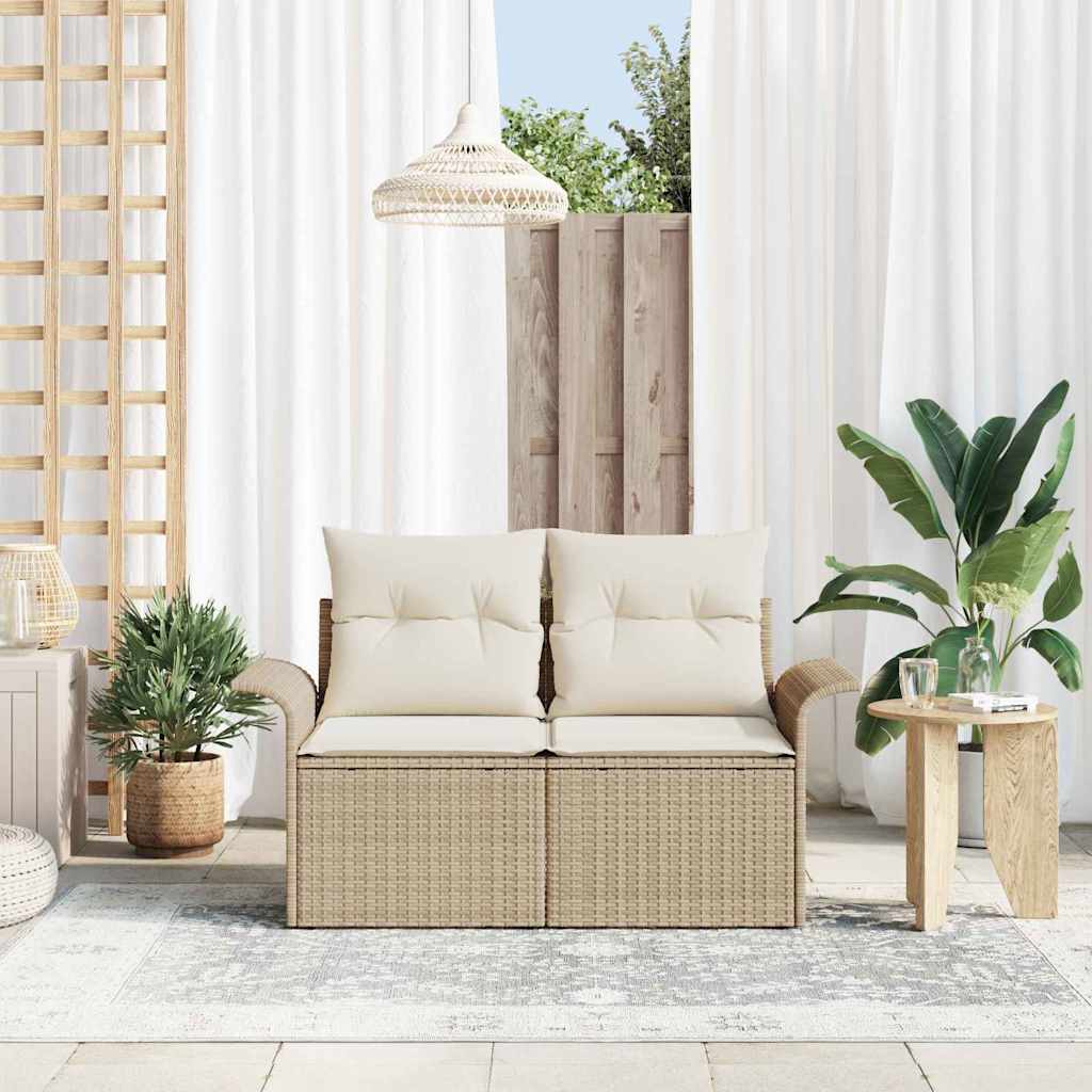 Tuinbank met kussen Beige 141 x 62 x 69cm poly rattan is nu te koop bij PeponiXL, paradijselijk wonen!