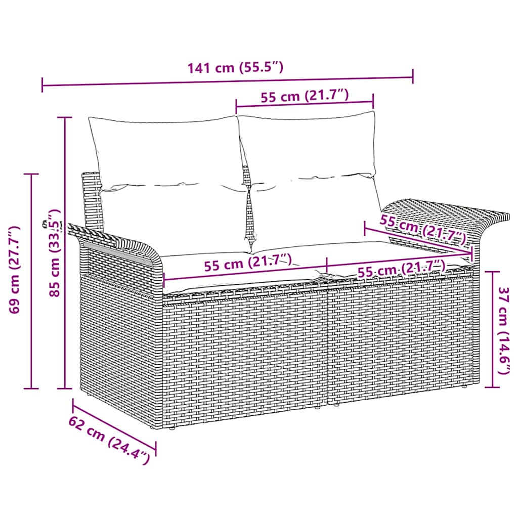 Tuinbank met kussen Lichtgrijs 141 x 62 x 69cm poly rattan is nu te koop bij PeponiXL, paradijselijk wonen!