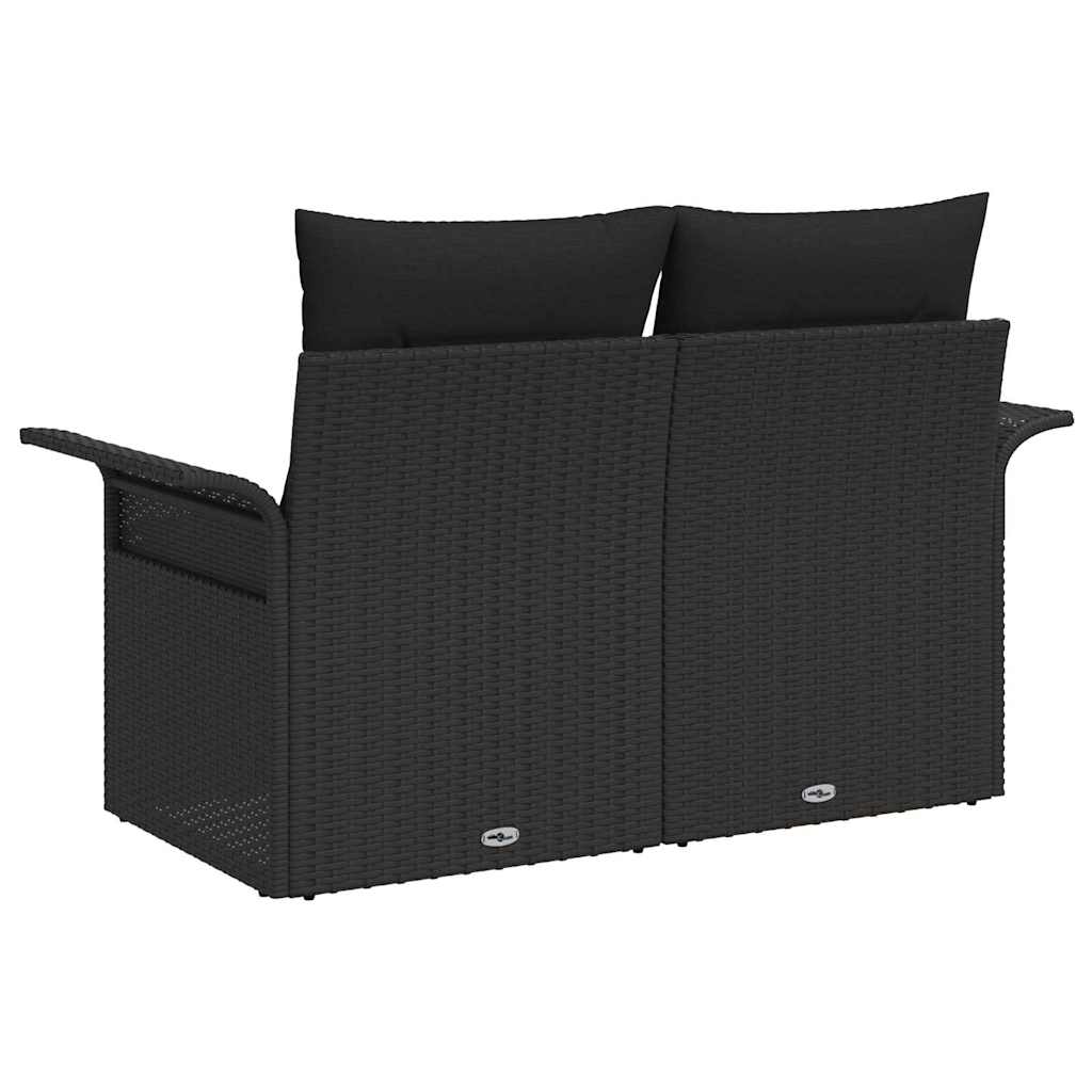 Tuinbank met kussen Zwart 141 x 62 x 69cm poly rattan is nu te koop bij PeponiXL, paradijselijk wonen!