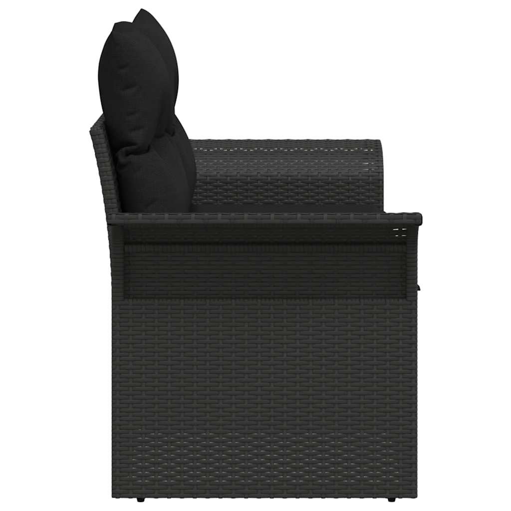 Tuinbank met kussen Zwart 141 x 62 x 69cm poly rattan is nu te koop bij PeponiXL, paradijselijk wonen!