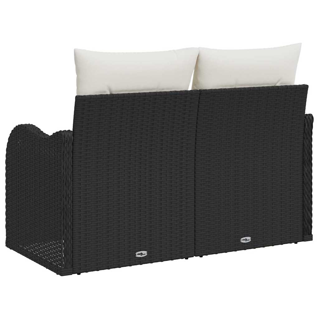 Tuinbank met kussen Zwart 121 x 62 x 69cm poly rattan is nu te koop bij PeponiXL, paradijselijk wonen!