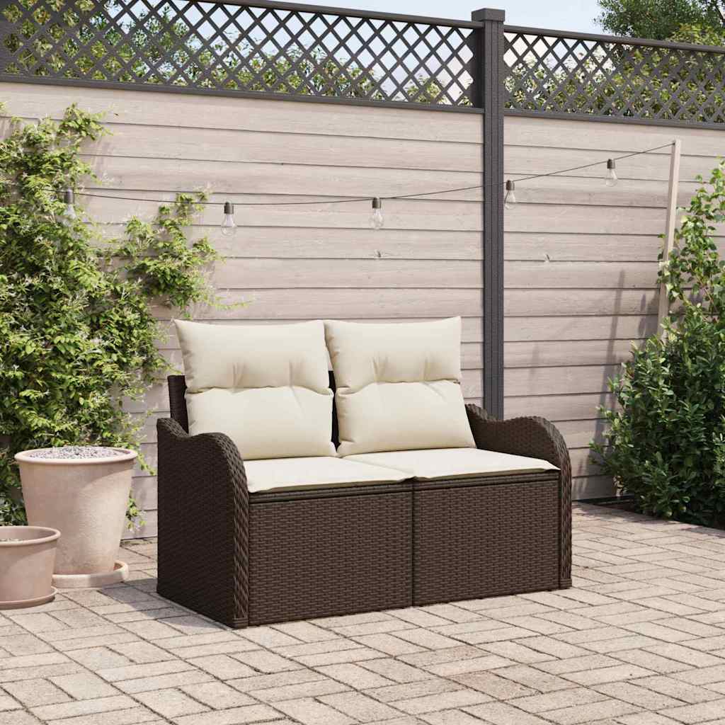 Tuinbank met kussen Bruin 121 x 62 x 69cm poly rattan is nu te koop bij PeponiXL, paradijselijk wonen!