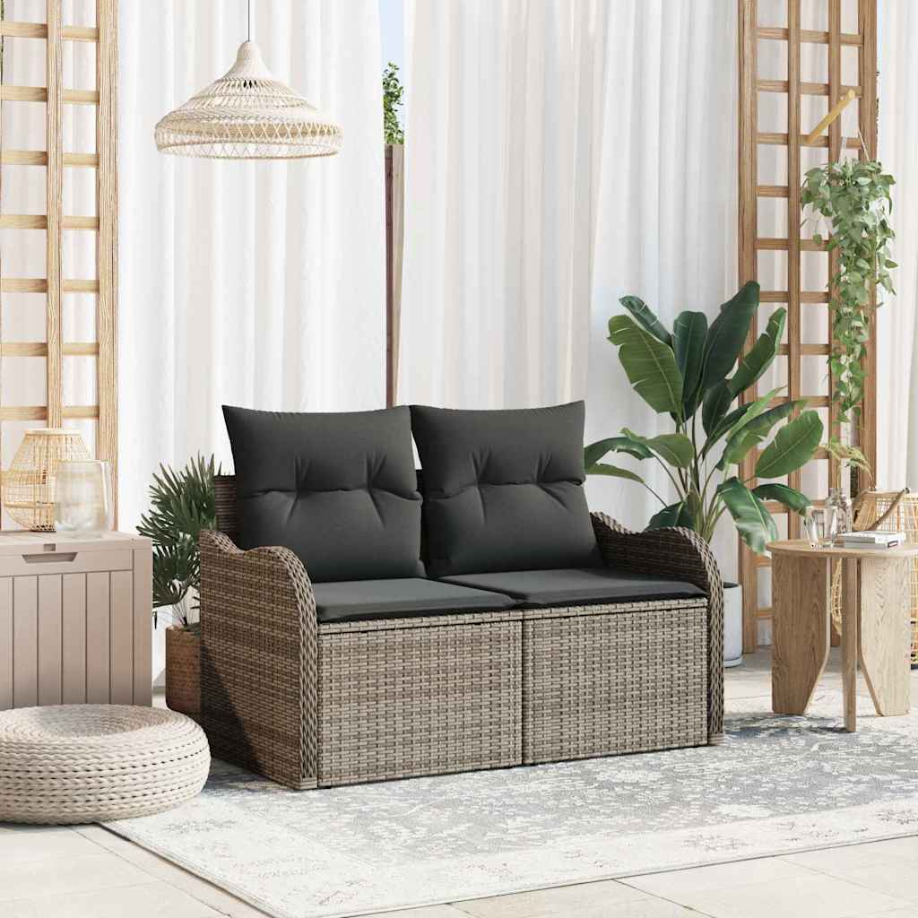 Tuinbank met kussen Grijs 121 x 62 x 69cm poly rattan is nu te koop bij PeponiXL, paradijselijk wonen!
