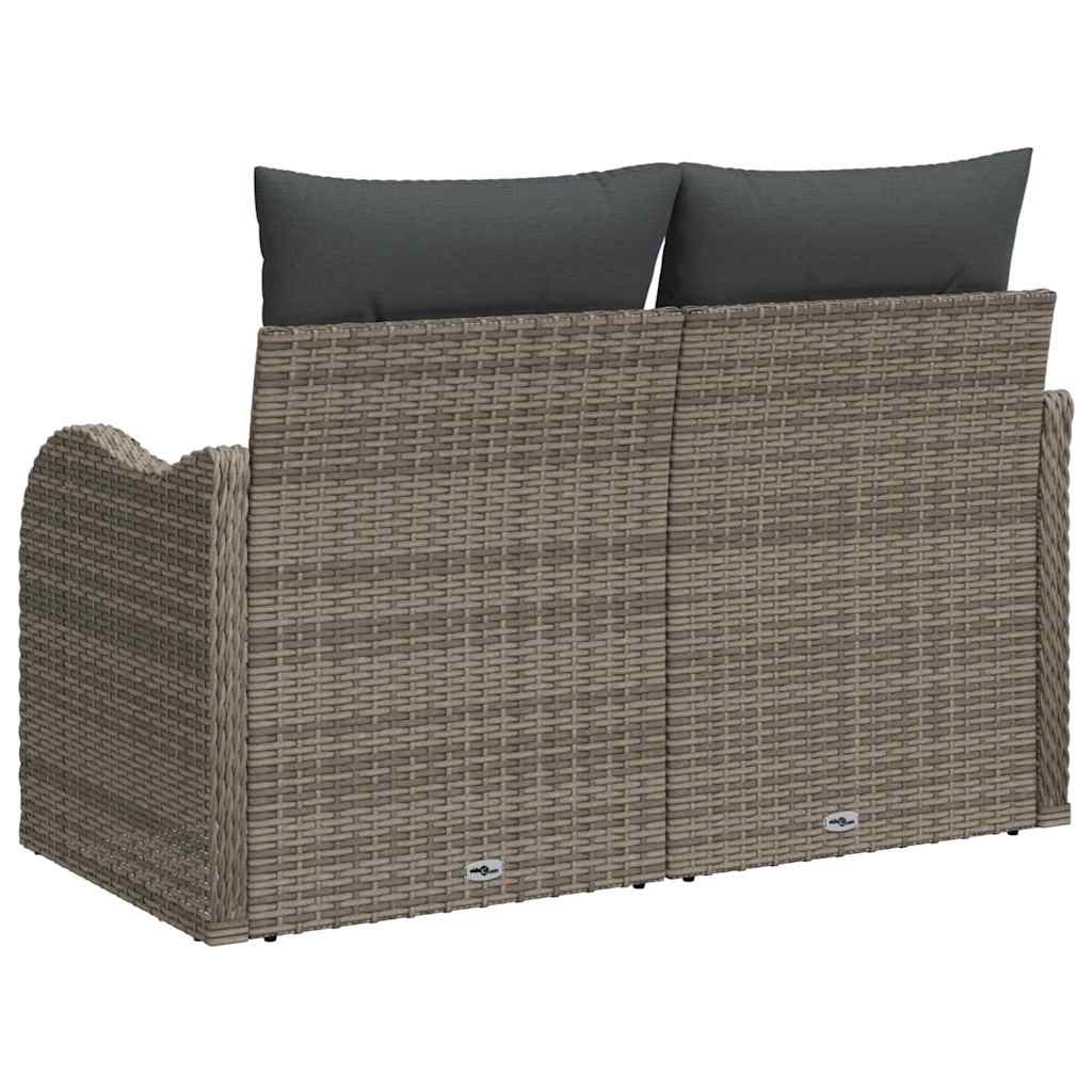 Tuinbank met kussen Grijs 121 x 62 x 69cm poly rattan is nu te koop bij PeponiXL, paradijselijk wonen!