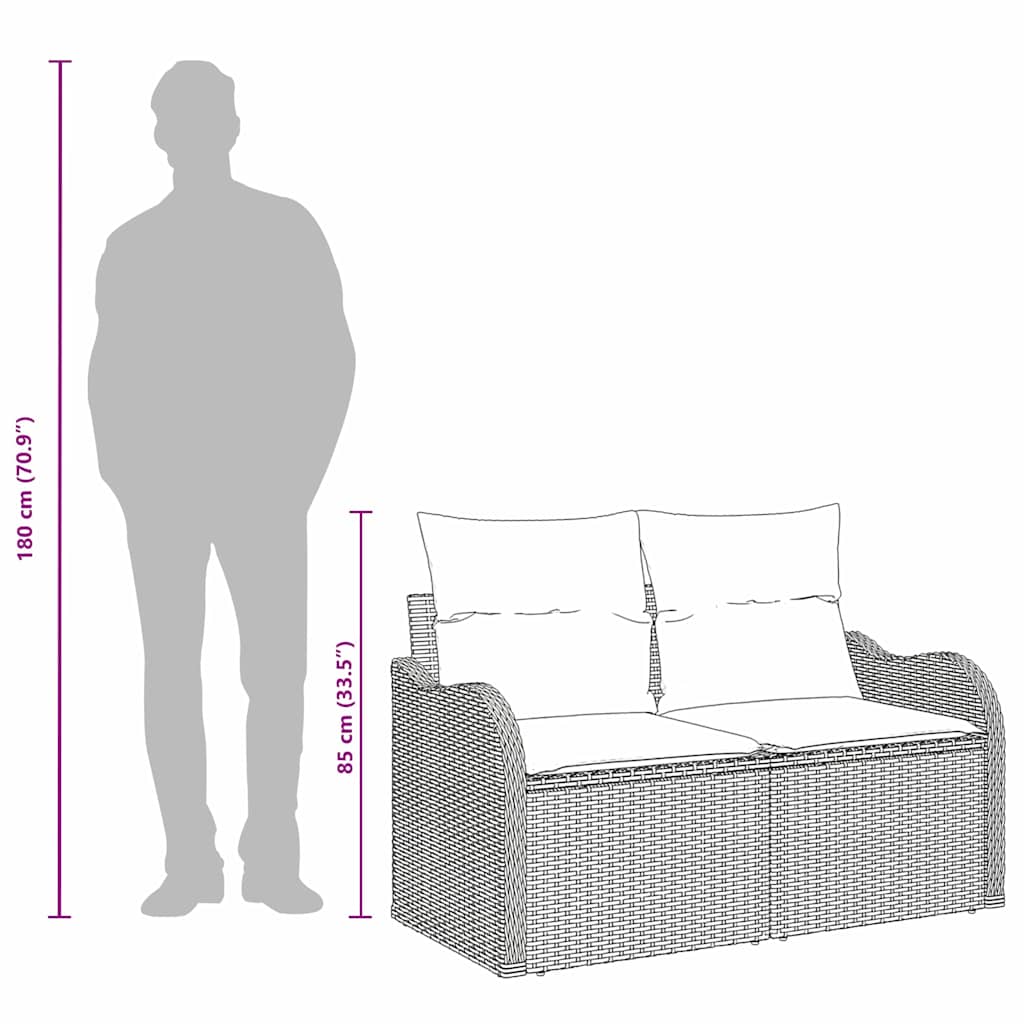 Tuinbank met kussen Grijs 121 x 62 x 69cm poly rattan is nu te koop bij PeponiXL, paradijselijk wonen!