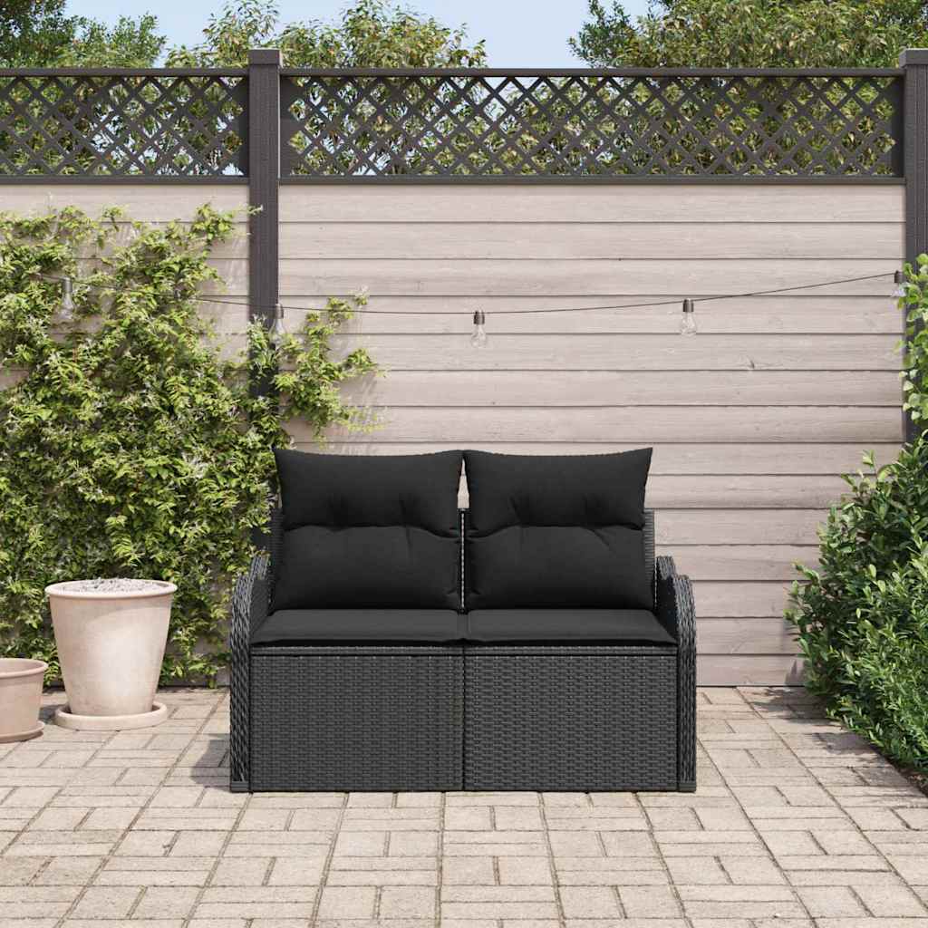 Tuinbank met kussen Zwart 121 x 62 x 69cm poly rattan is nu te koop bij PeponiXL, paradijselijk wonen!