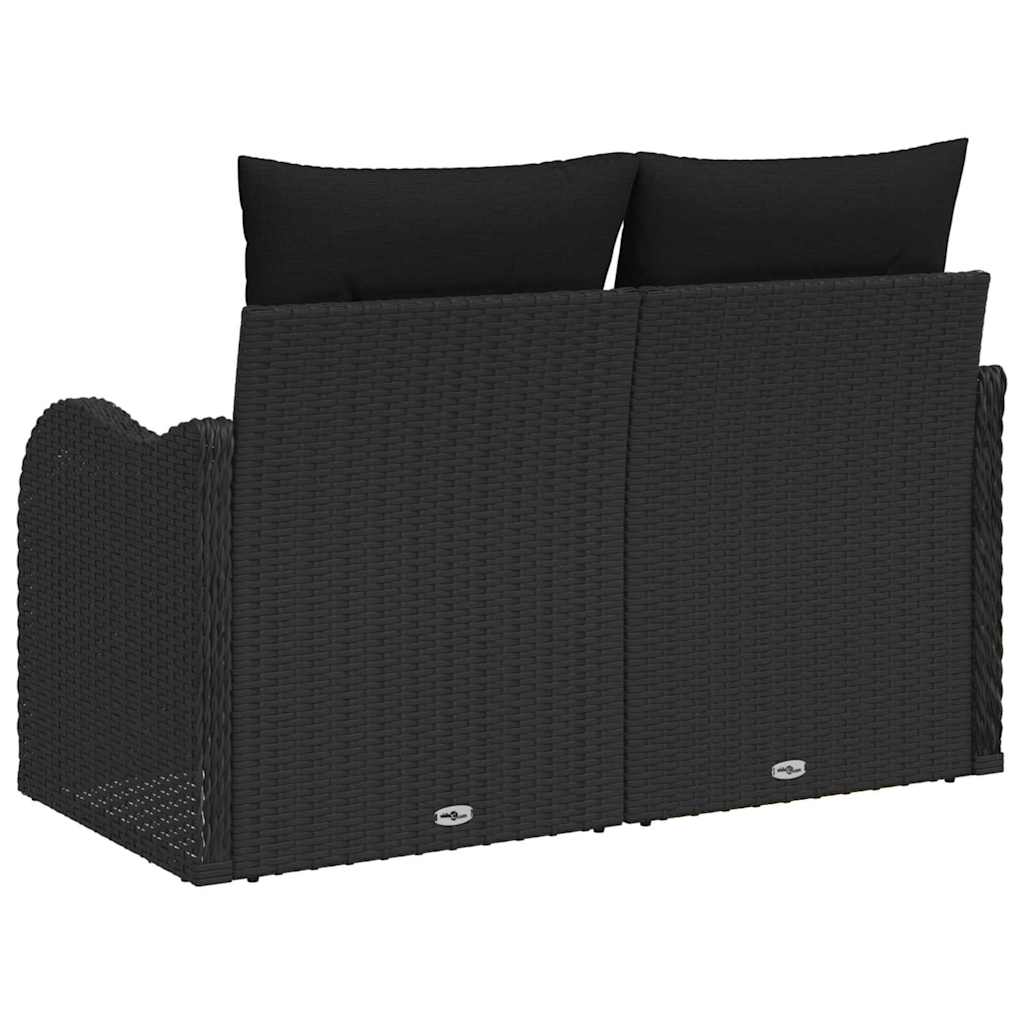 Tuinbank met kussen Zwart 121 x 62 x 69cm poly rattan is nu te koop bij PeponiXL, paradijselijk wonen!