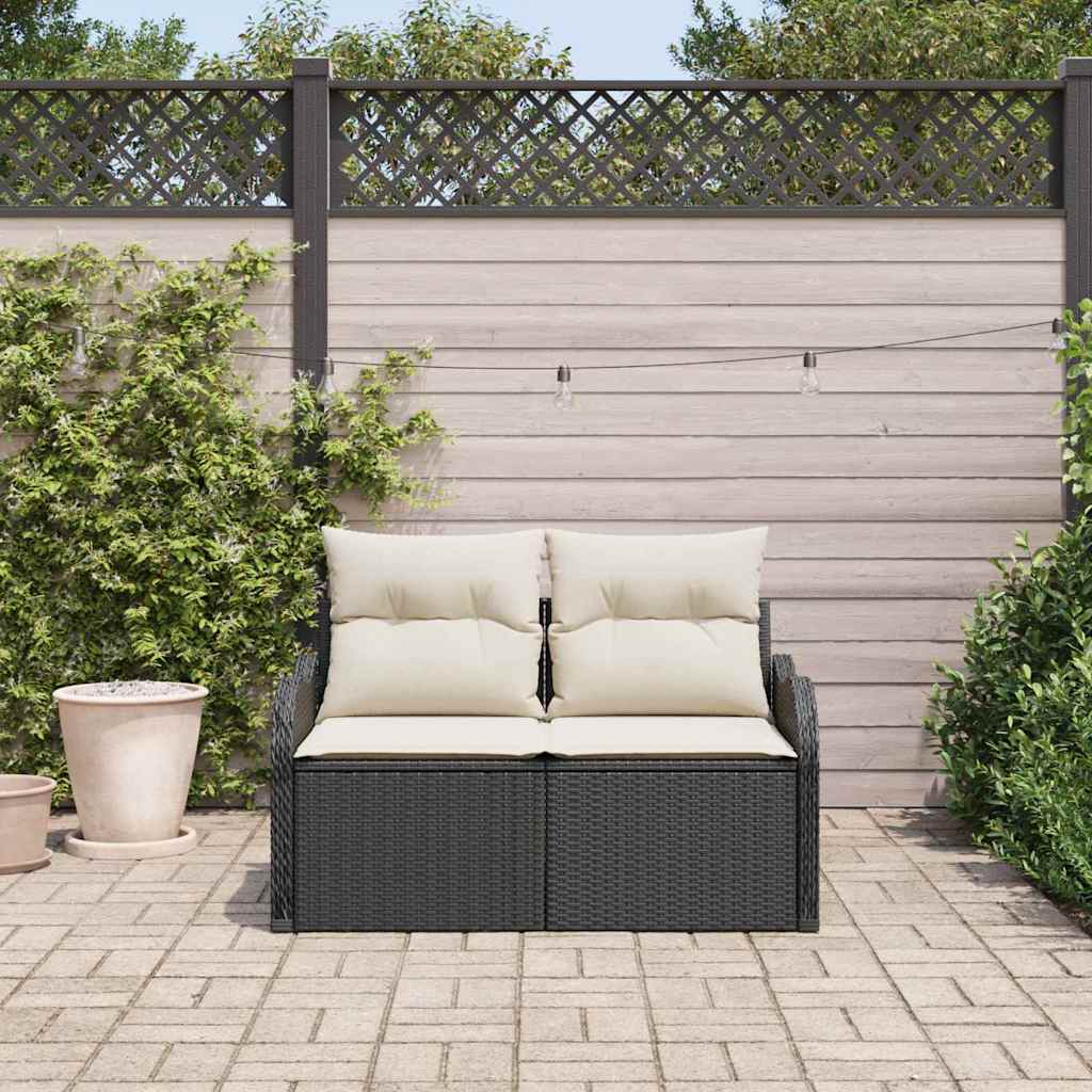 Tuinbank met kussen Zwart 121 x 62 x 69cm poly rattan is nu te koop bij PeponiXL, paradijselijk wonen!