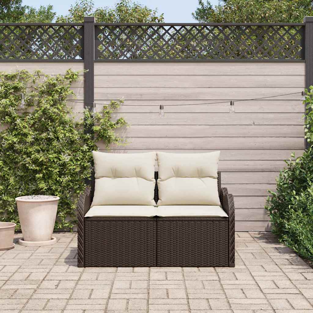 Tuinbank met kussen Bruin 121 x 62 x 69cm poly rattan is nu te koop bij PeponiXL, paradijselijk wonen!