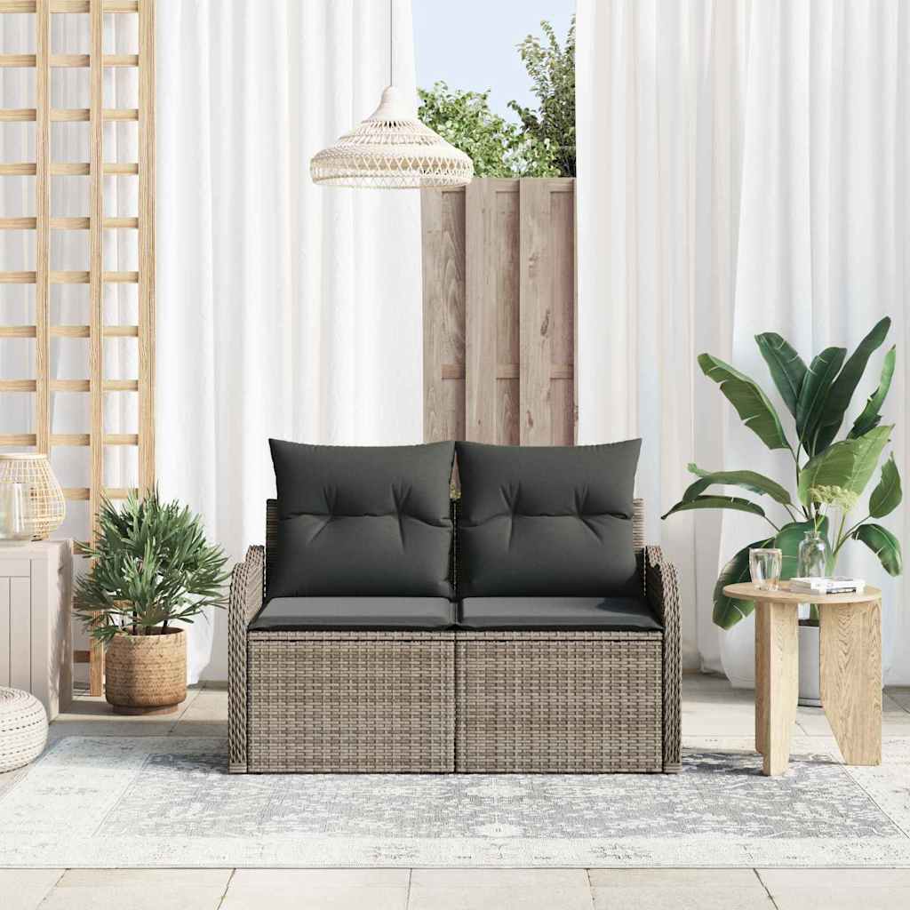 Tuinbank met kussen Grijs 121 x 62 x 69cm poly rattan is nu te koop bij PeponiXL, paradijselijk wonen!