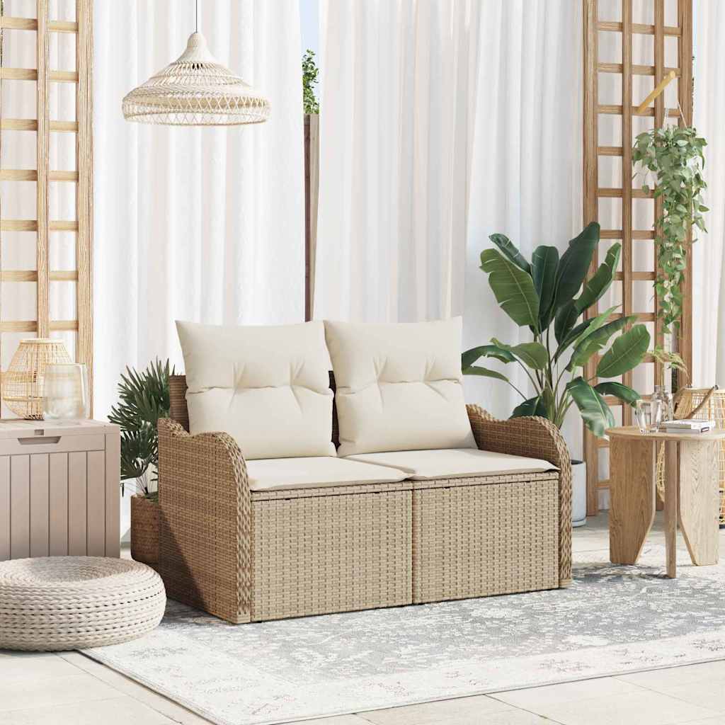 Tuinbank met kussen Beige 121 x 62 x 69cm poly rattan is nu te koop bij PeponiXL, paradijselijk wonen!