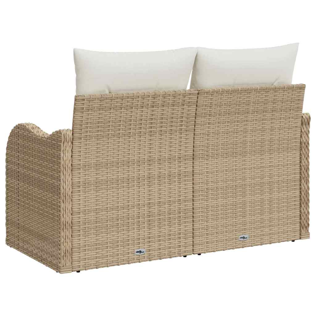 Tuinbank met kussen Beige 121 x 62 x 69cm poly rattan is nu te koop bij PeponiXL, paradijselijk wonen!