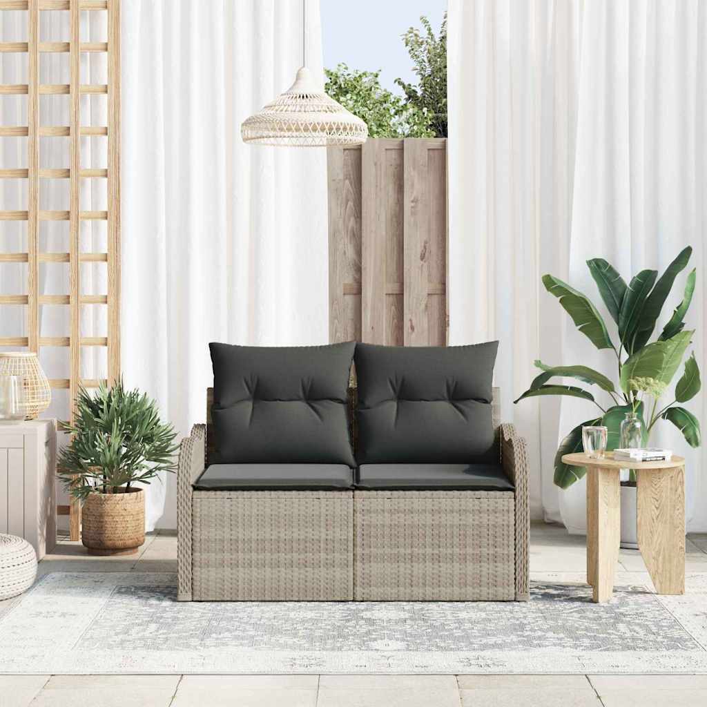 Tuinbank met kussen Lichtgrijs 121 x 62 x 69cm poly rattan is nu te koop bij PeponiXL, paradijselijk wonen!