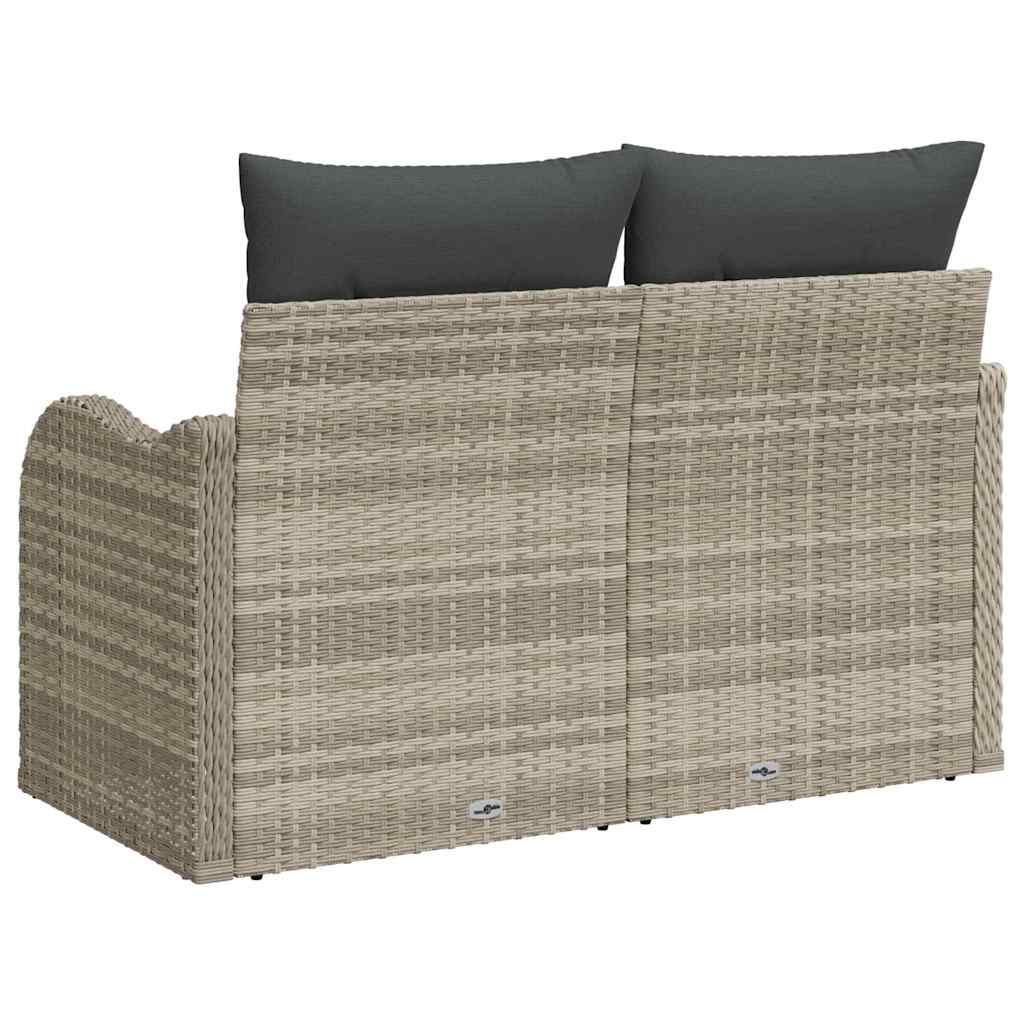 Tuinbank met kussen Lichtgrijs 121 x 62 x 69cm poly rattan is nu te koop bij PeponiXL, paradijselijk wonen!