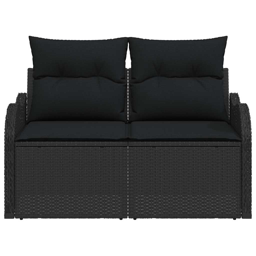 Tuinbank met kussen Zwart 121 x 62 x 69cm poly rattan is nu te koop bij PeponiXL, paradijselijk wonen!
