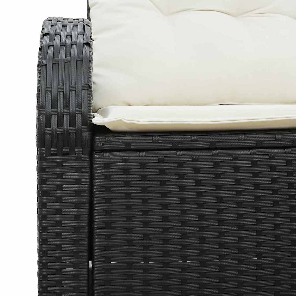 Tuinbank met kussen Zwart 124 x 62 x 69cm poly rattan is nu te koop bij PeponiXL, paradijselijk wonen!