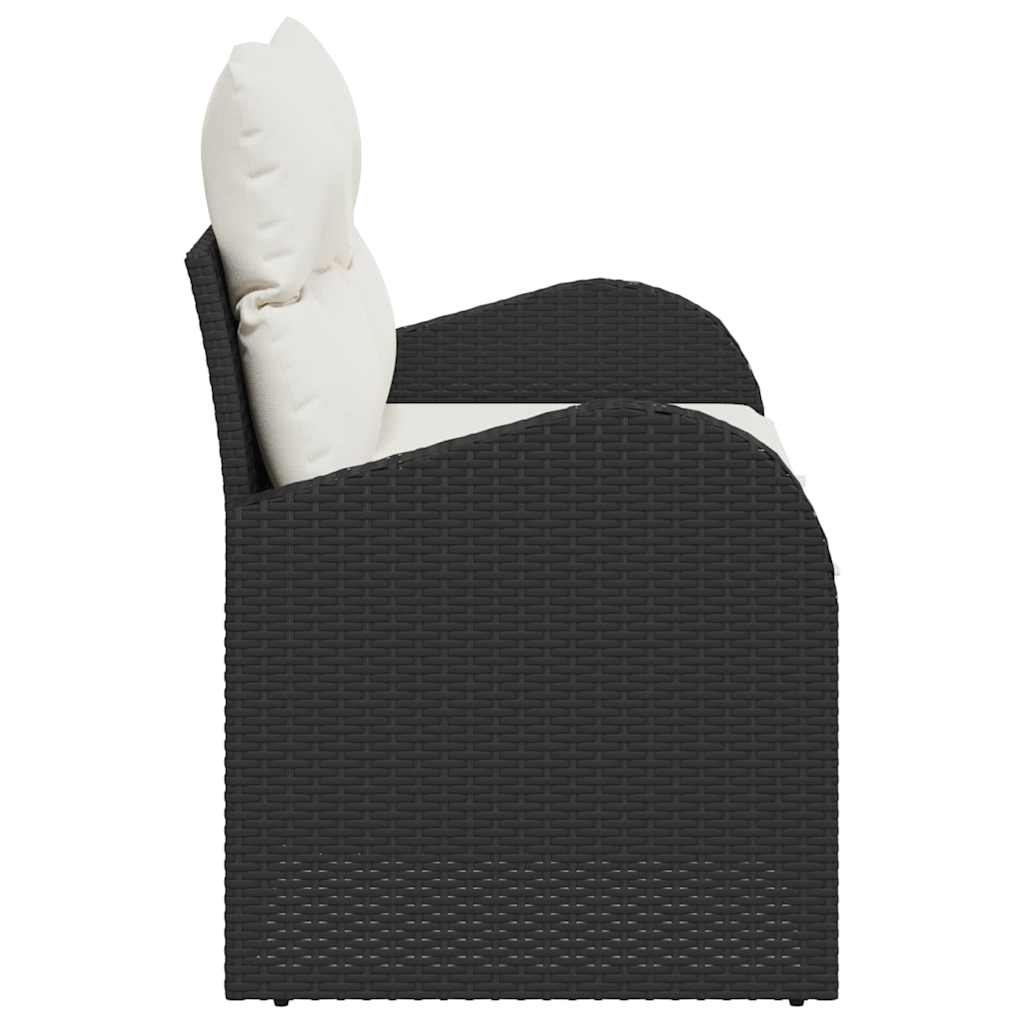 Tuinbank met kussen Zwart 124 x 62 x 69cm poly rattan is nu te koop bij PeponiXL, paradijselijk wonen!