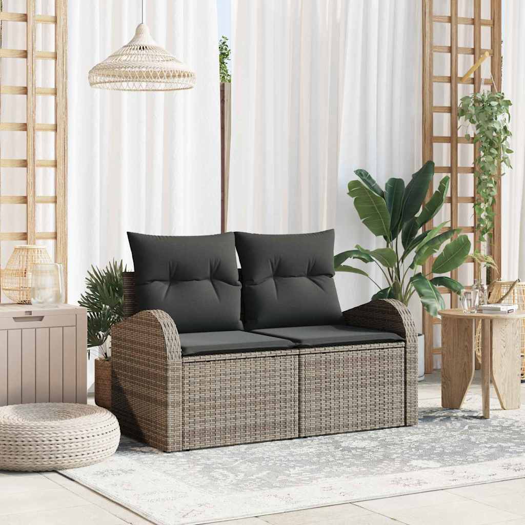 Tuinbank met kussen Grijs 124 x 62 x 69cm poly rattan is nu te koop bij PeponiXL, paradijselijk wonen!