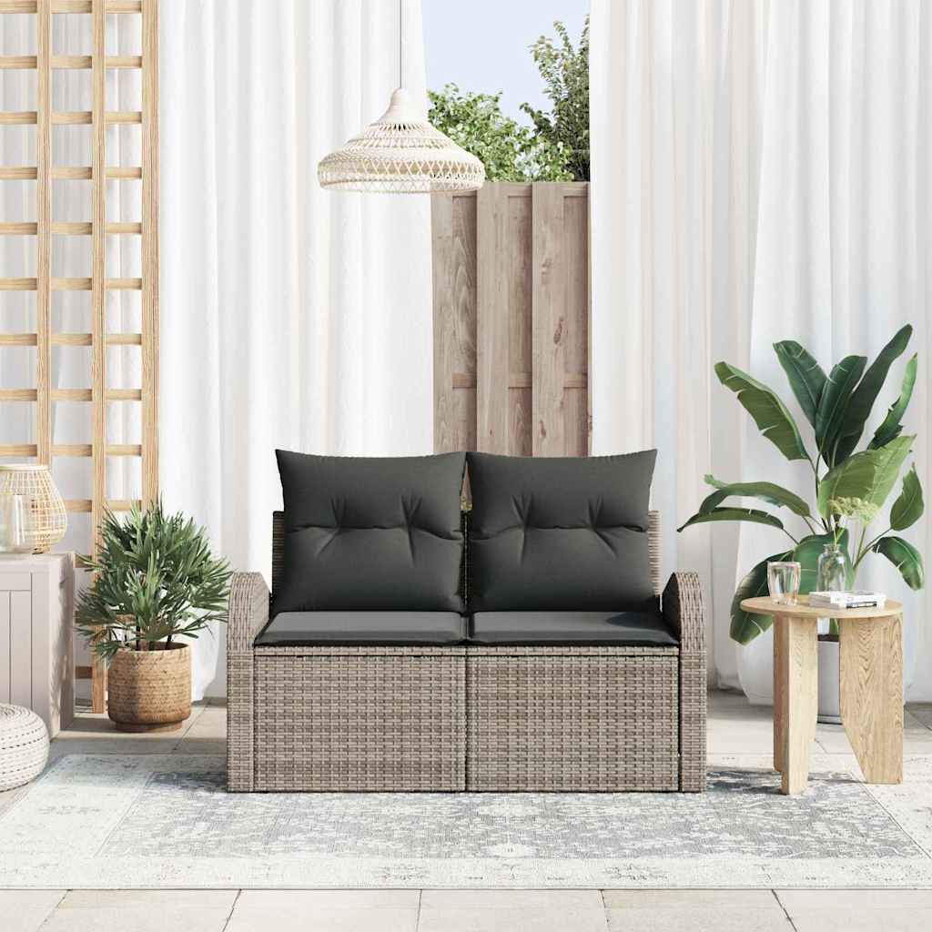 Tuinbank met kussen Grijs 124 x 62 x 69cm poly rattan is nu te koop bij PeponiXL, paradijselijk wonen!