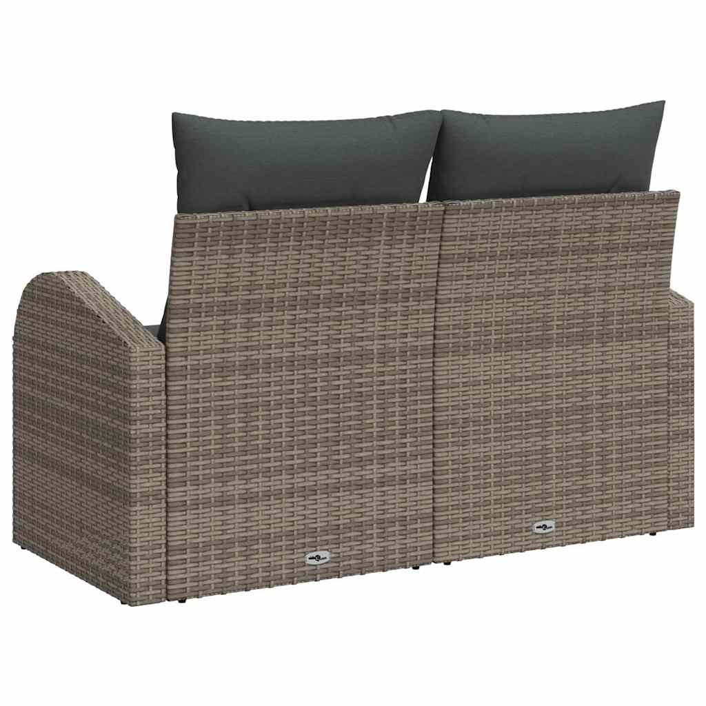 Tuinbank met kussen Grijs 124 x 62 x 69cm poly rattan is nu te koop bij PeponiXL, paradijselijk wonen!