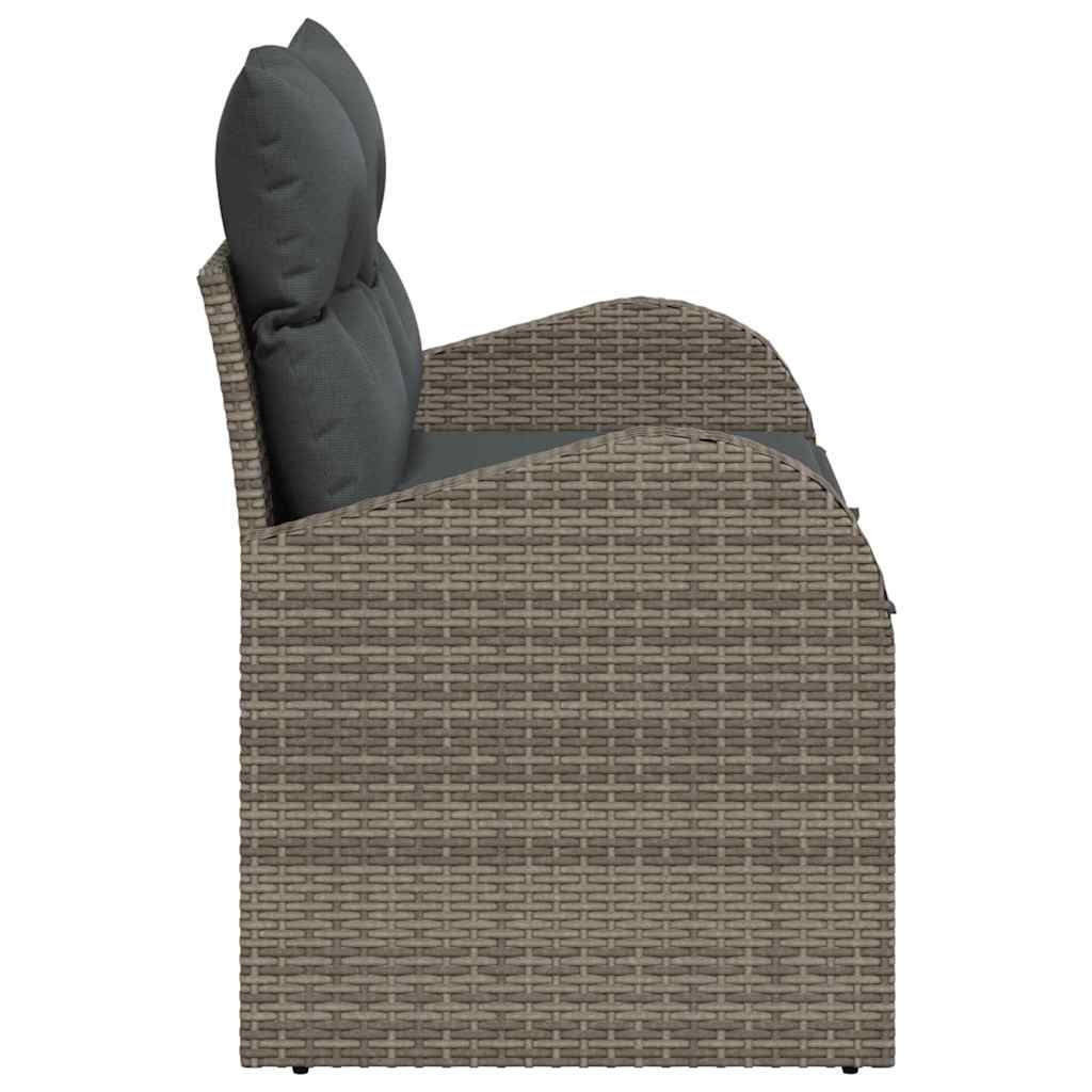 Tuinbank met kussen Grijs 124 x 62 x 69cm poly rattan is nu te koop bij PeponiXL, paradijselijk wonen!