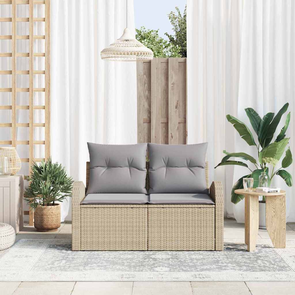 Tuinbank met kussen Beige 124 x 62 x 69cm poly rattan is nu te koop bij PeponiXL, paradijselijk wonen!